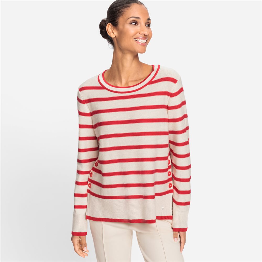 Olsen Red Rose Pullover Long Sleeves