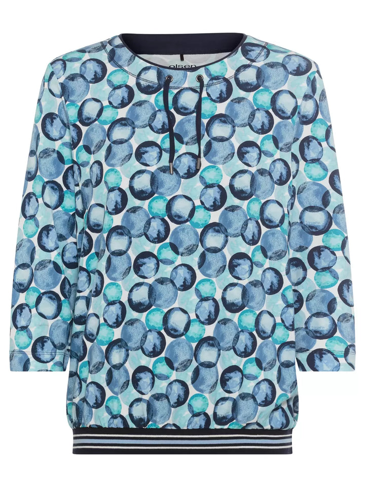 Olsen Blue Circle Print Drawstring Jersey Top