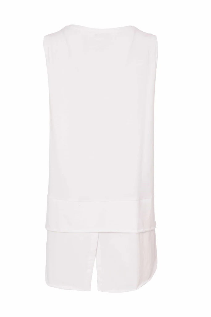 Naya White Cami Top with Panel Hem