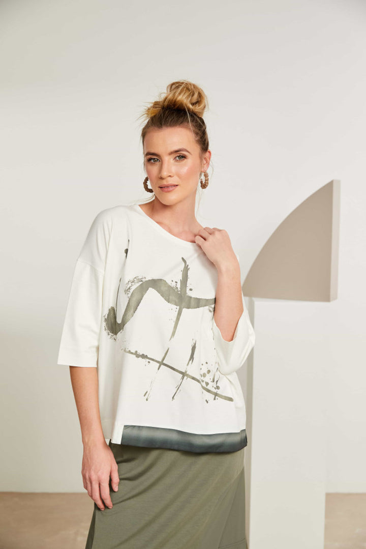 Naya Placement Print Top with Contact Hempanel