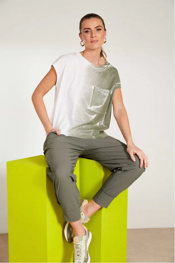 Naya Khaki Green Cuff Trouser