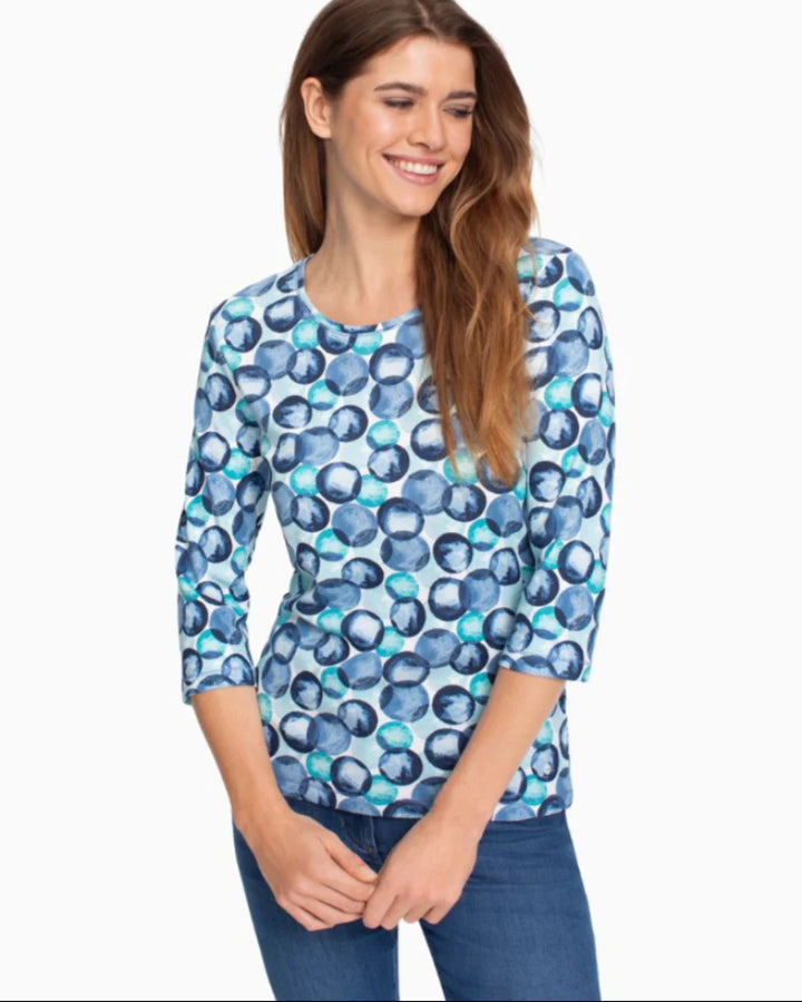 Olsen Blue Bubble Print Top