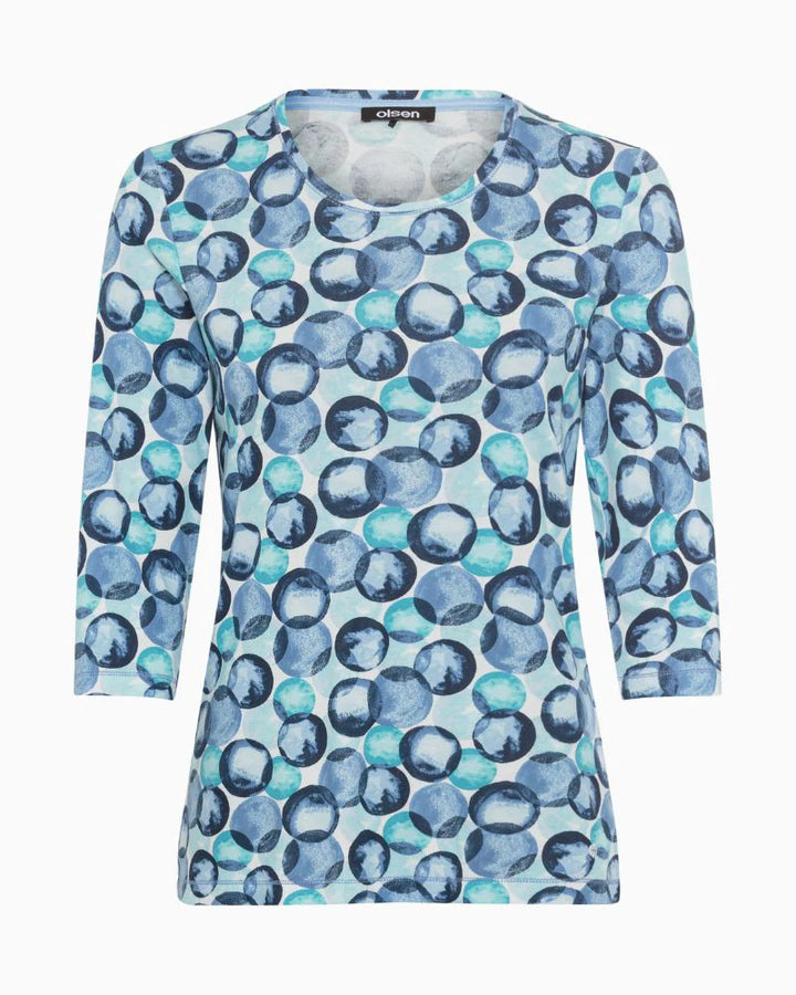 Olsen Blue Bubble Print Top