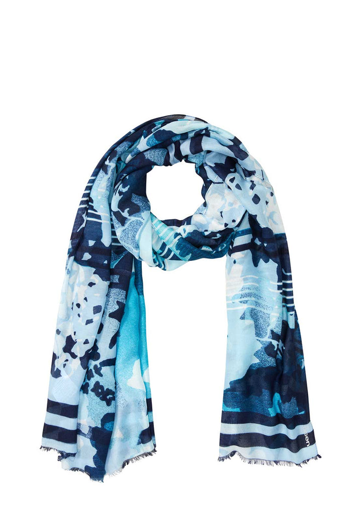 Olsen Lightweight Blue Abstract Patterned Scarf