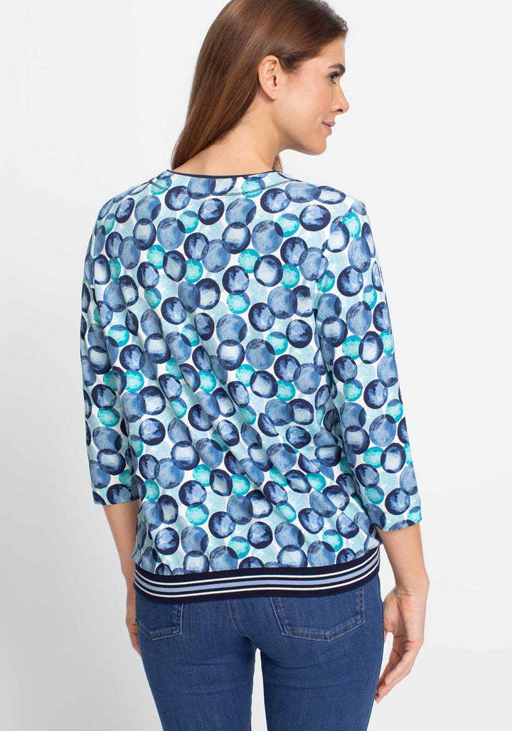 Olsen Blue Circle Print Drawstring Jersey Top