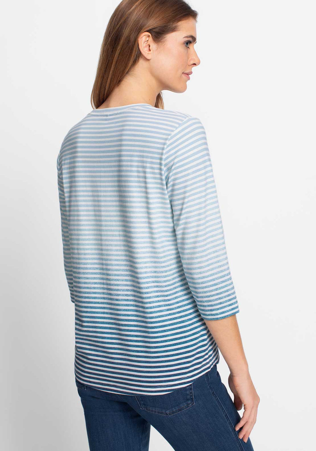 Olsen Blue Striped Graphic Top