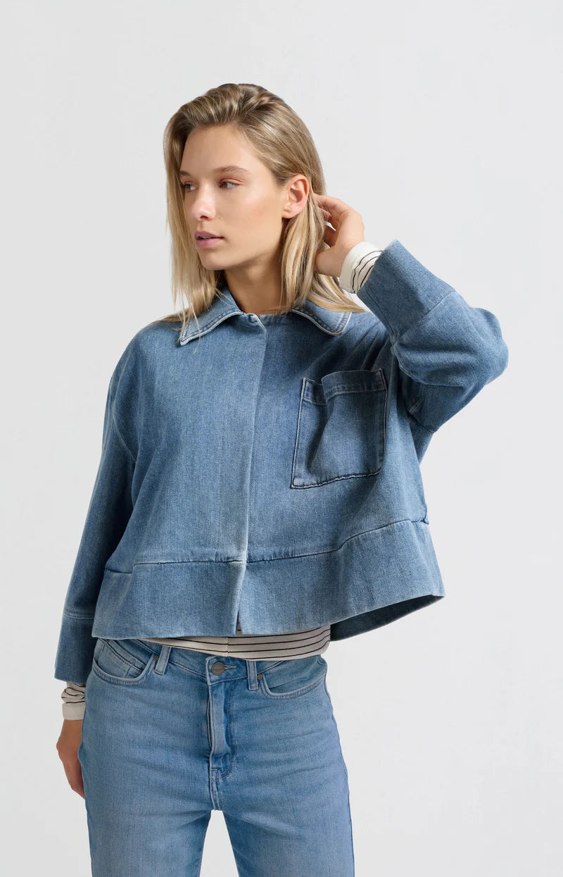 YAYA Oversized Denim Jacket with Pocket