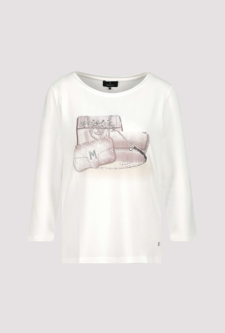 Monari Off-White Bag Print Top