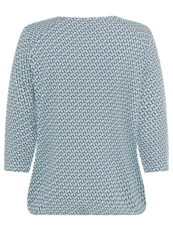 Olsen Blue Geometric Print Top