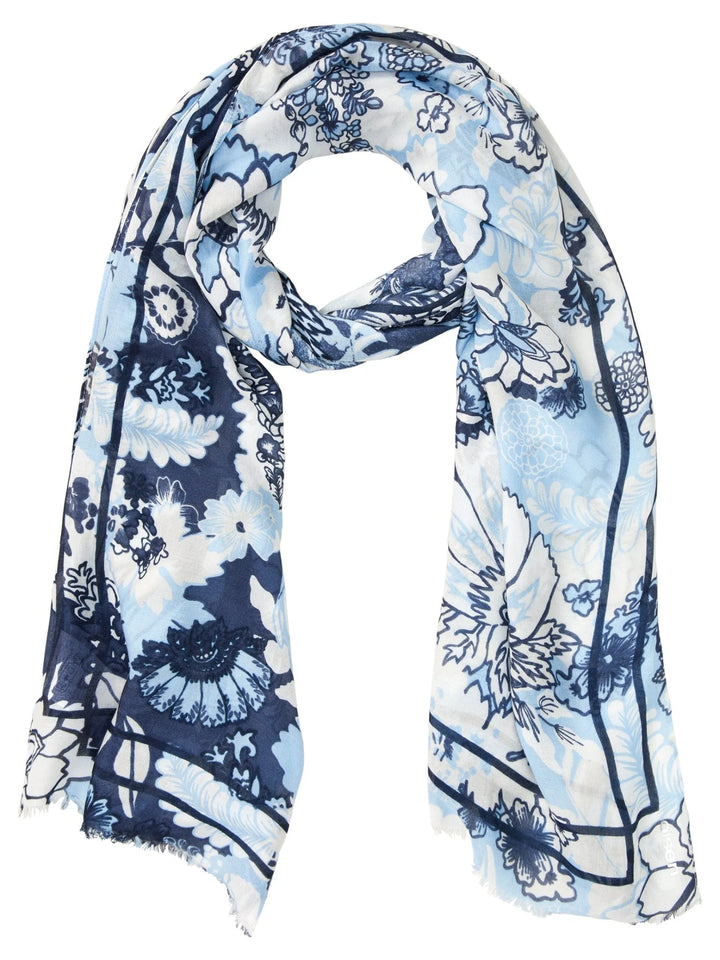 Olsen Floral Print Scarf Blue Navy