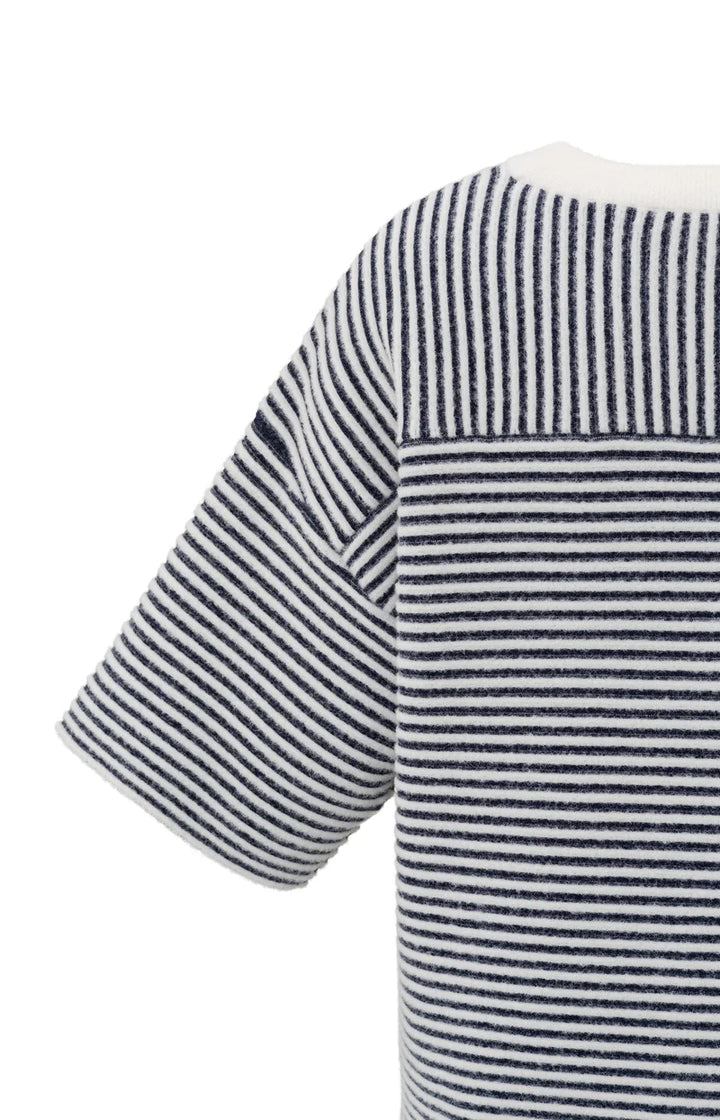 YAYA Fluffy Off-White Stripe Sweater