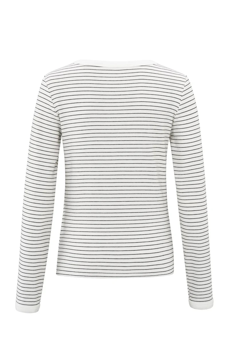 YAYA Striped Long Sleeve Top