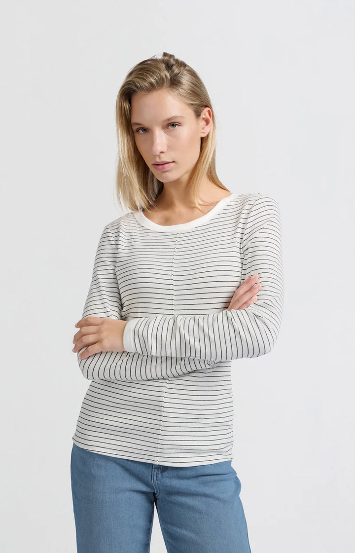 YAYA Striped Long Sleeve Top