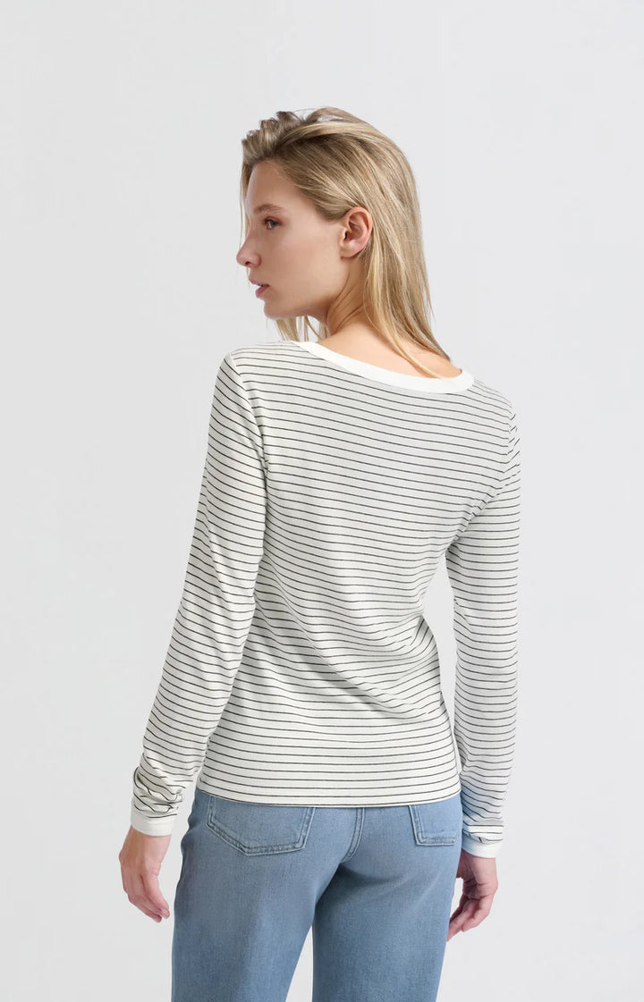 YAYA Striped Long Sleeve Top