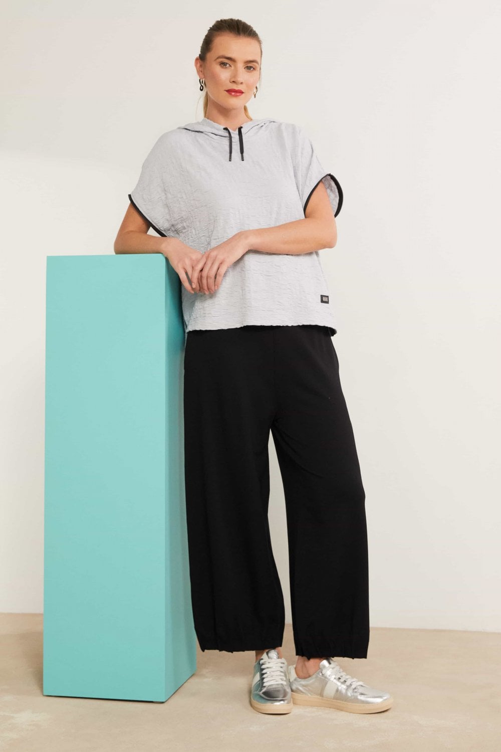 Naya Wide Leg Trouser with Tuck Hem Detail